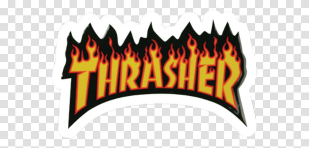 Thrasher Fuego Tumblr Negro Random Sticker Tumblr Trend, Logo, Trademark, Leisure Activities Transparent Png
