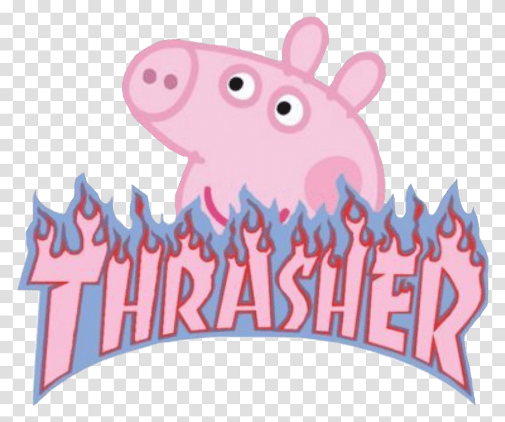Thrasher Peppapig Aesthetic Peppa Pig Vsco Vscogirl Peppa Pig Thrasher Logo, Mammal, Animal, Rodent Transparent Png