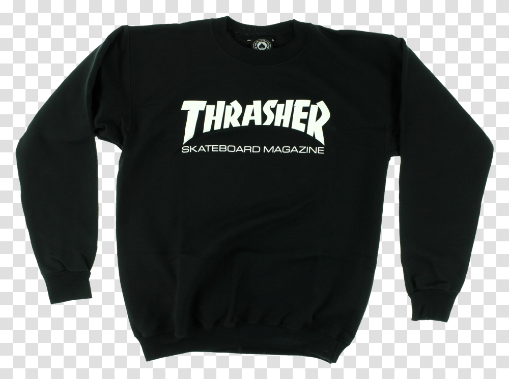 Thrasher Skate Mag Crew Black Logo, Clothing, Apparel, Sleeve, Long Sleeve Transparent Png