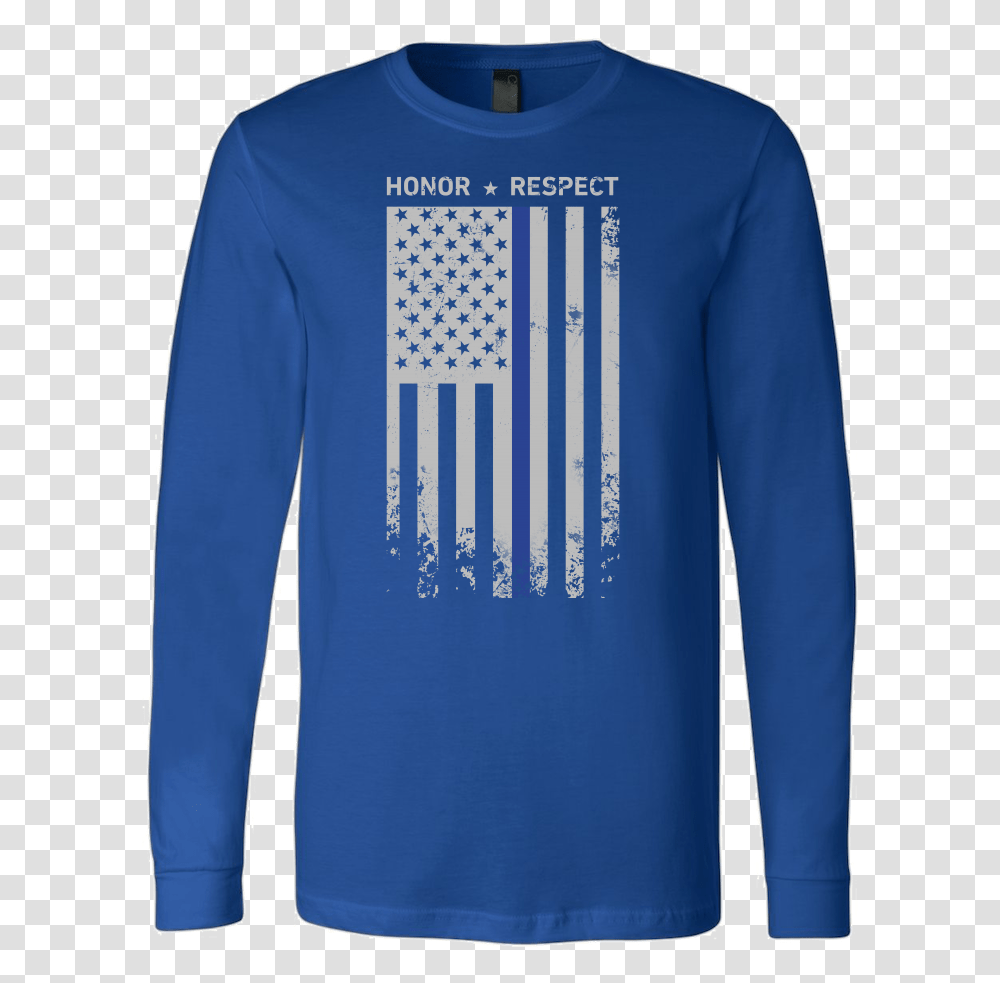 Threadrock Honor Respect Thin Blue Line Flag Flowy Long Sleeved T Shirt, Apparel, Sweatshirt, Sweater Transparent Png