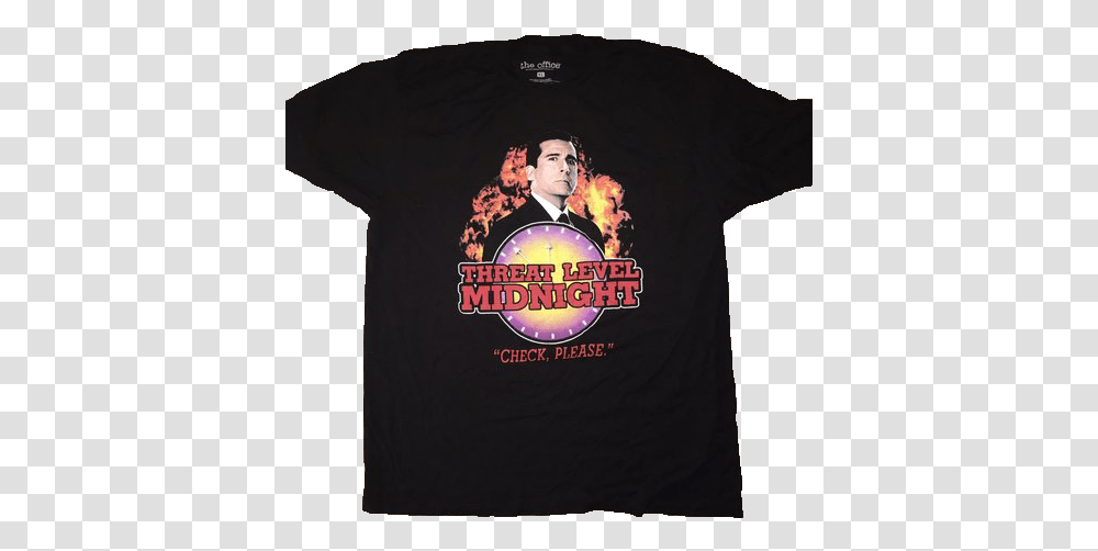 Threat Level Midnight Michael Scott The Office Tee Active Shirt, Clothing, Apparel, T-Shirt, Person Transparent Png