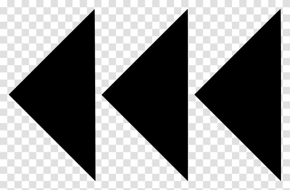 Three Arrows Back Rewind Design Three Arrows Icon, Triangle, Label, Logo Transparent Png