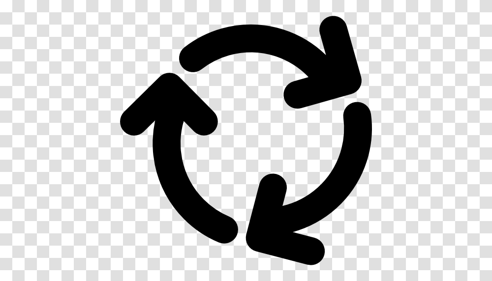 Three Arrows Circle Rotating In Clockwise Direction, Stencil, Logo, Trademark Transparent Png