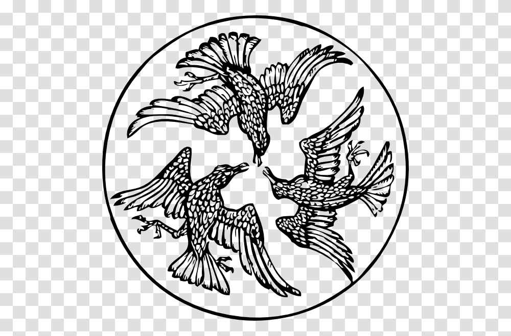 Three Birds In A Circle Clip Art Free Vector, Emblem, Logo, Trademark Transparent Png