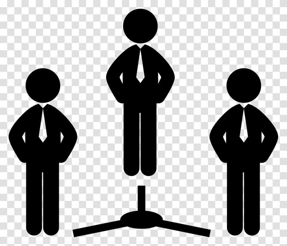 Three Businessmen Icon Improving, Hand, Crowd, Stencil, Silhouette Transparent Png