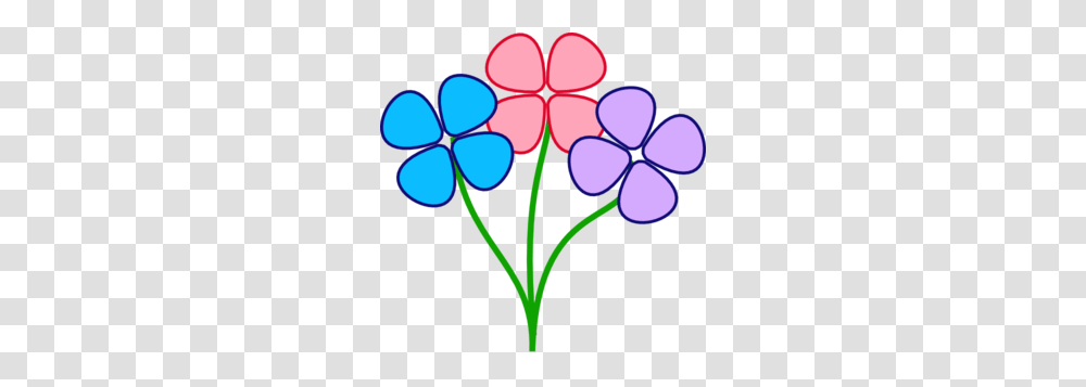 Three Colorful Flowers Clip Art, Pattern, Purple, Plant, Blossom Transparent Png