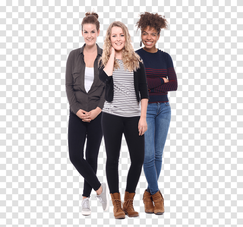 Three Happy Women Whole Body Full Body Stock People, Person, Pants, Female Transparent Png
