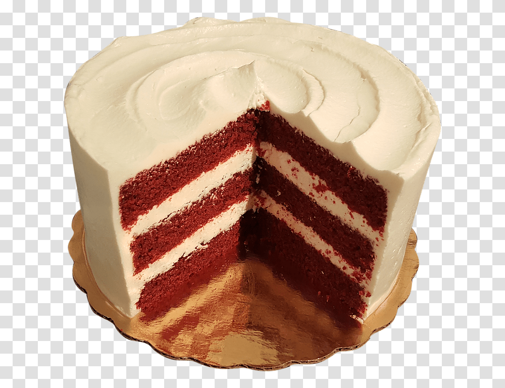 Three Layer Round Cake Red Velvet, Dessert, Food, Cream, Creme Transparent Png