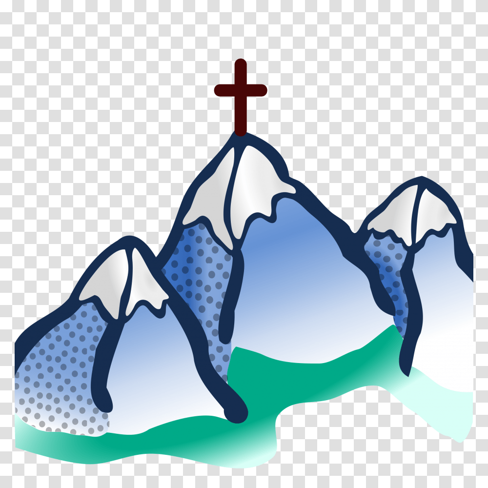 Three Mountains With Cross On Top Vector Clipart Image, Ice, Outdoors, Nature Transparent Png