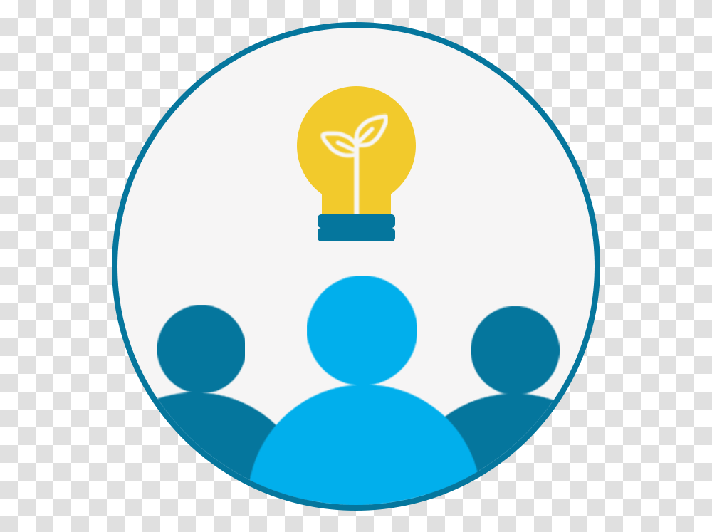 Three People Icons With A Lightbulb Above Them Inside Circle People Icon, Balloon Transparent Png