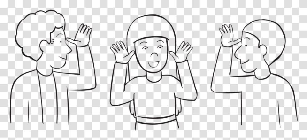 Three People Playing A Fun Circle Game Using Their Line Art, Stencil, Person, Human, Face Transparent Png