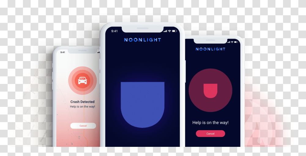 Three Smart Phones Showing Various Emergency Notifications Noonlight App, Mobile Phone, Electronics, Cell Phone Transparent Png