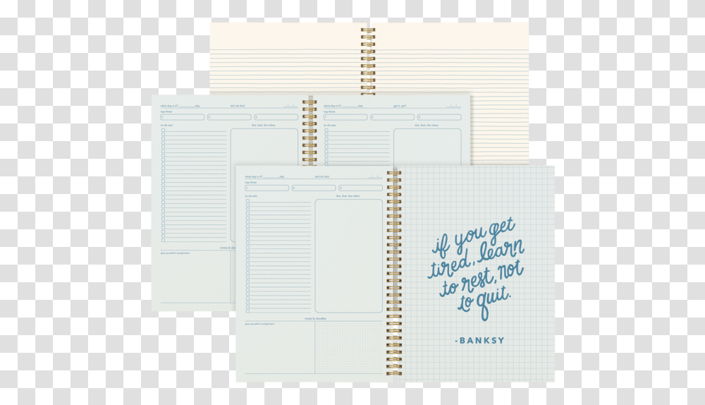 Three Spreads Of Blue And Cream Pages In A Spiral Bound, Word, Diary, Refrigerator Transparent Png