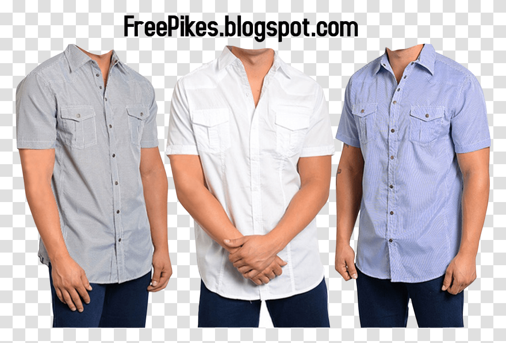 Three T Shirt Dress Free For Men's Mens Short Sleeve Button Down, Apparel, Dress Shirt, Person Transparent Png