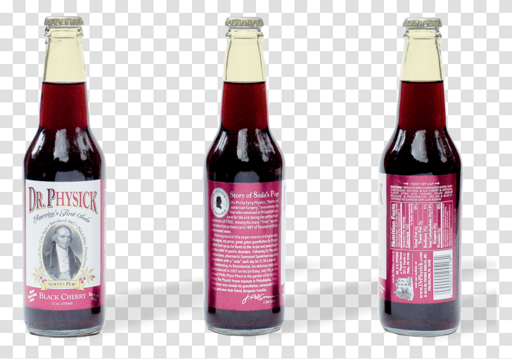 Three Views Of Dr Dr Physick Soda, Beverage, Bottle, Alcohol, Pop Bottle Transparent Png