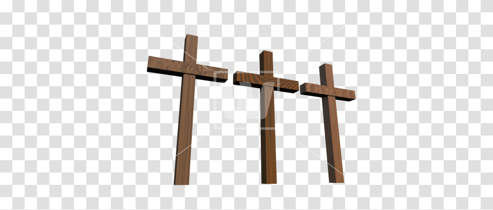 Three Wooden Crosses, Stand, Shop, Fence Transparent Png