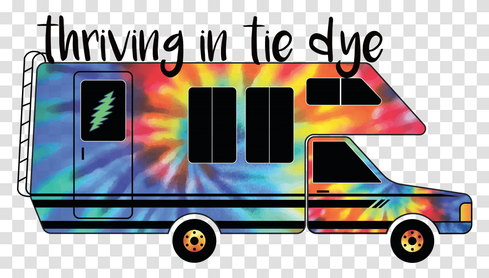 Thriving In Tie Dye Tie Dye Camper, Van, Vehicle, Transportation, Bus Transparent Png