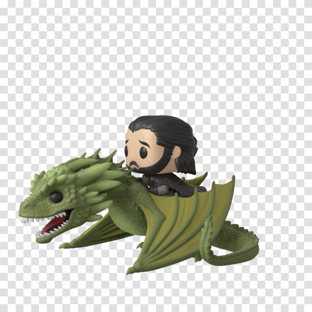 Thrones Jon Snow With Rhaegal Ride Game Of Thrones Pop Figures, Toy, Figurine, Dragon, Green Transparent Png