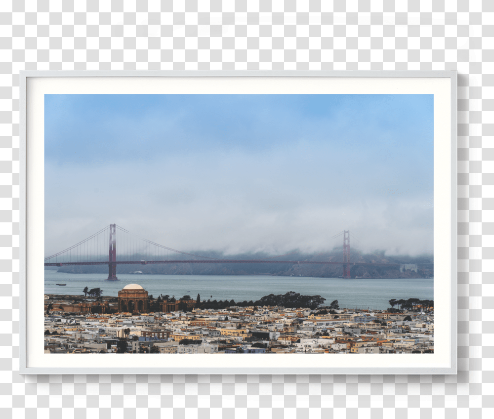 Through The Fog Golden Gate Bridge San Fransisco Cable Stayed Bridge, Panoramic, Landscape, Scenery, Outdoors Transparent Png