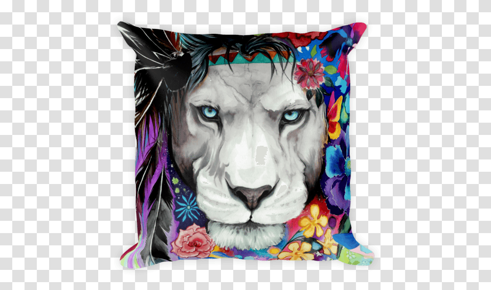 Throw Pillows Electro Threads Colorful Lion Lion Art, Cushion, Mammal, Animal Transparent Png