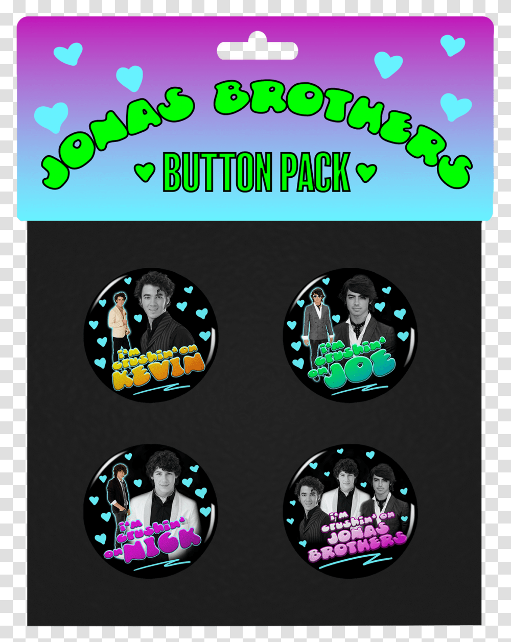 Throwback Button Pack Jonas Brothers Button Pack, Person, Advertisement, Poster, Monitor Transparent Png