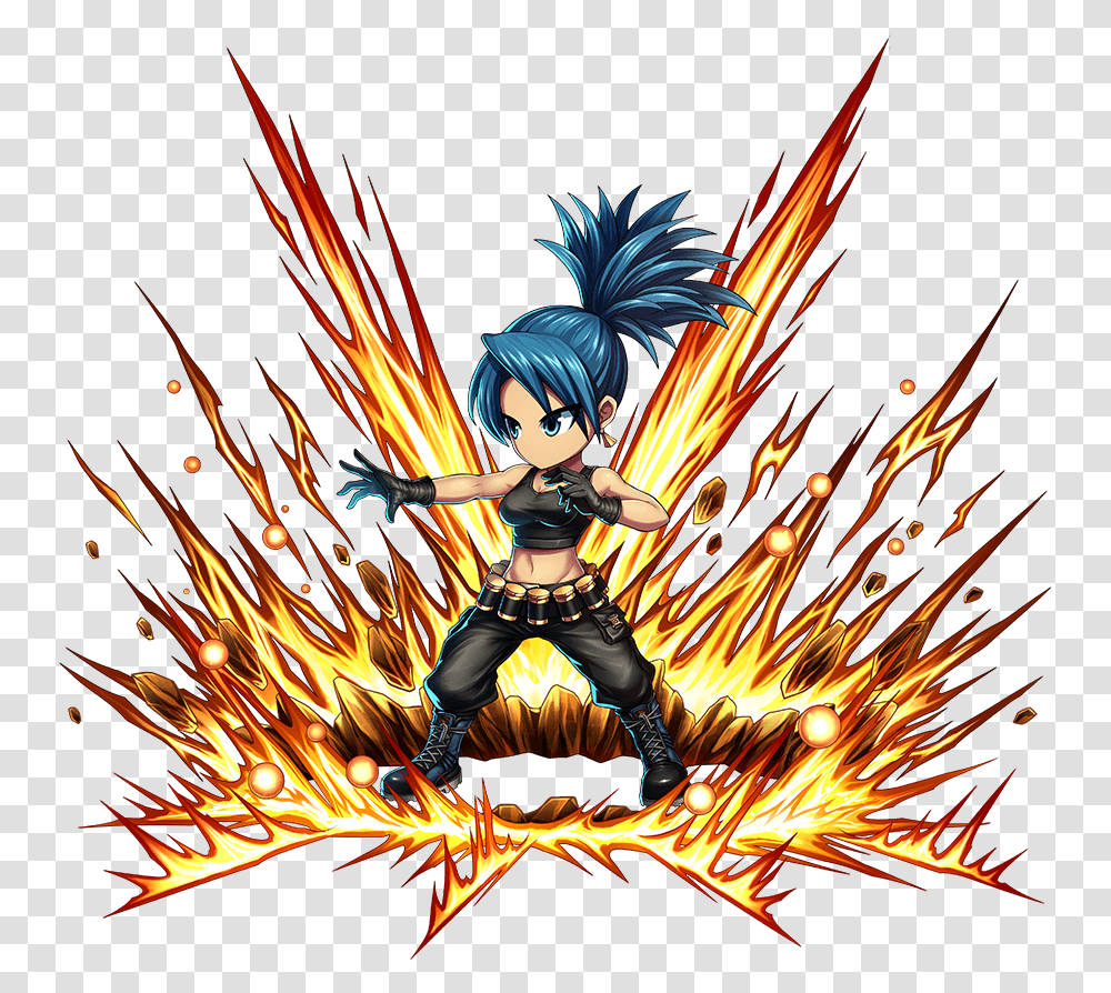 Thum Navi Chara10 King Of Fighters Brave Frontier, Person, Fire, Bonfire, Flame Transparent Png