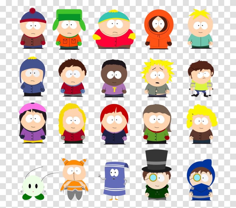 Thumb Image All Of The South Park Characters, Label, Toy, Sticker Transparent Png