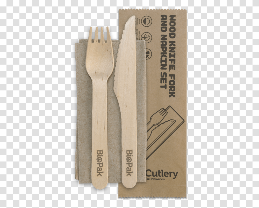 Thumb Image Biopak Knife Fork And Napkin Set, Cutlery, Spoon, Wooden Spoon, Word Transparent Png
