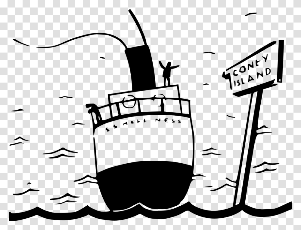 Thumb Image Black And White Cartoon Of A Ship, Gray, World Of Warcraft Transparent Png