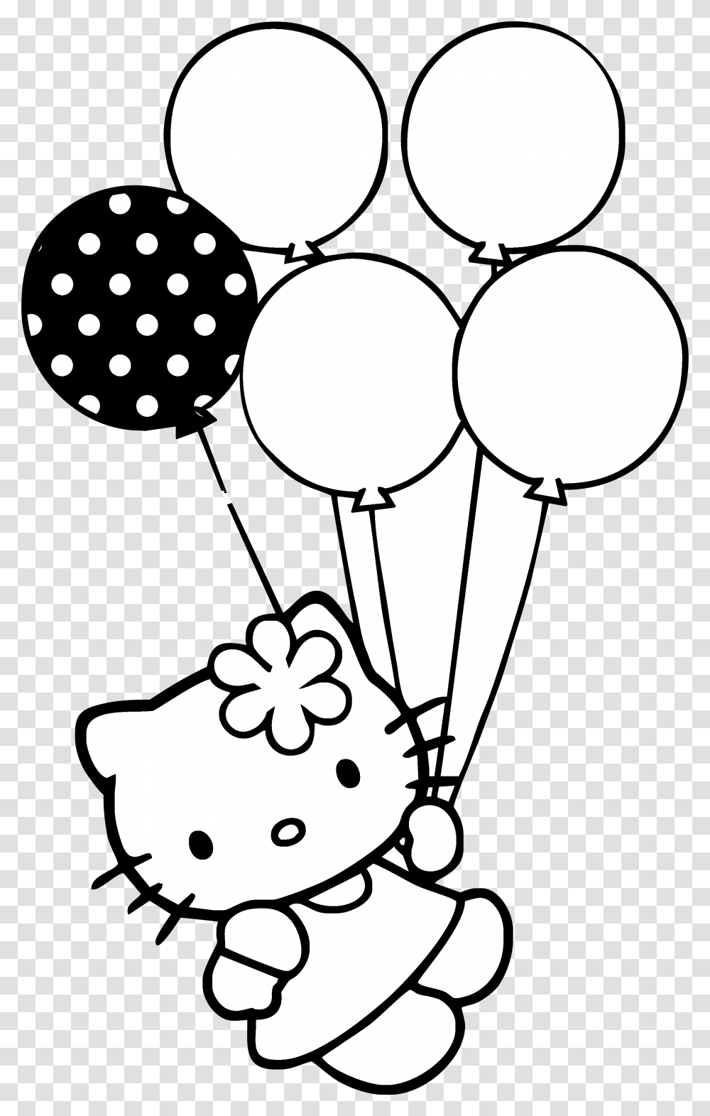 Thumb Image Black And White Hello Kitty, Hot Air Balloon, Aircraft, Vehicle, Transportation Transparent Png