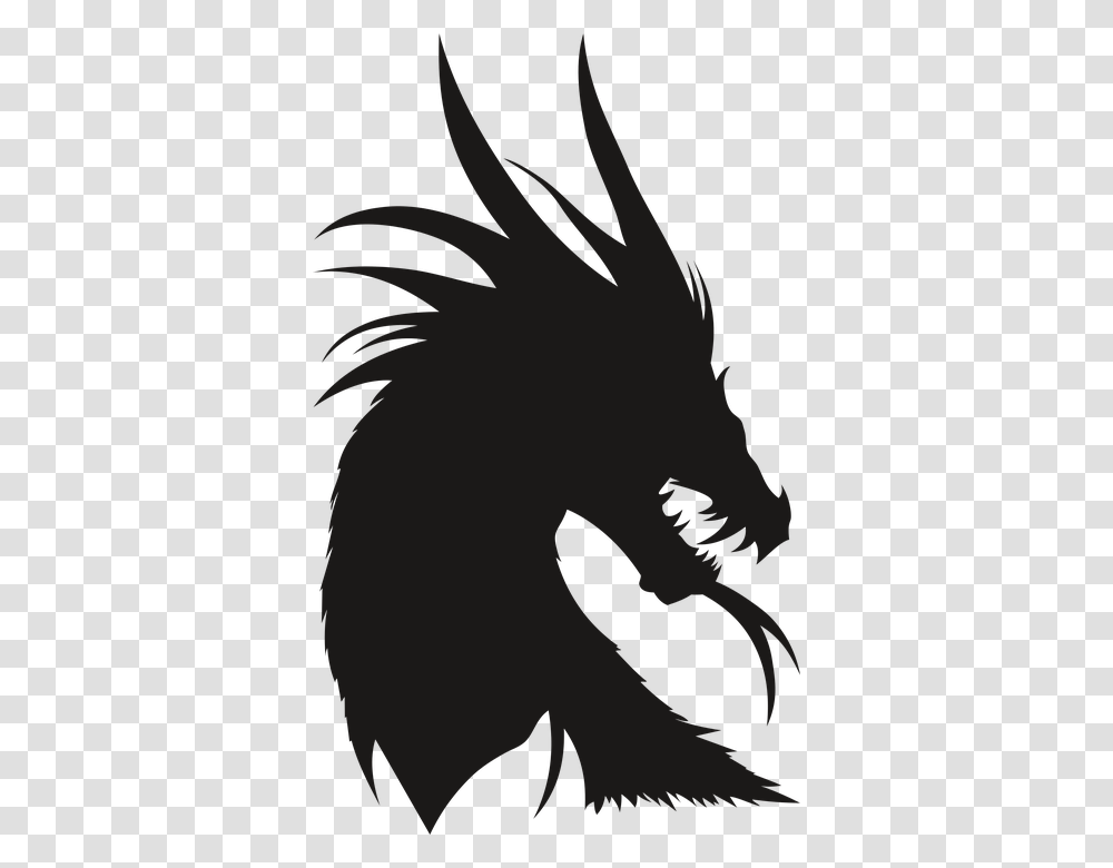 Thumb Image Dragon Head Silhouette, Stencil, Animal Transparent Png