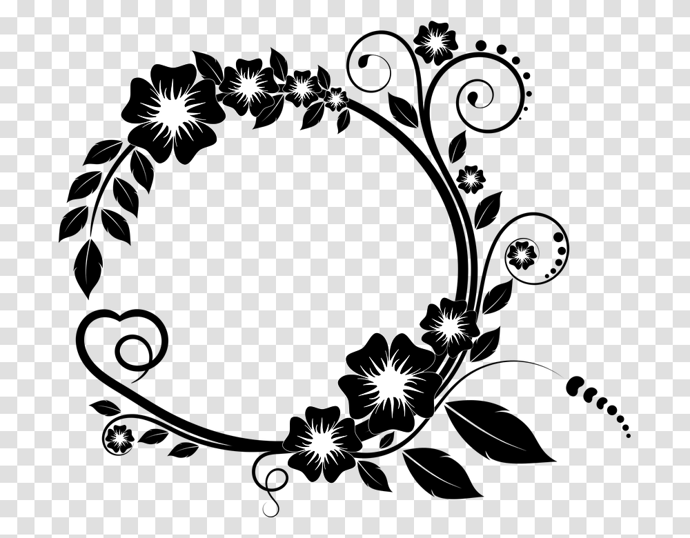 Thumb Image Floral Frame Clipart Black And White, Snowflake Transparent Png