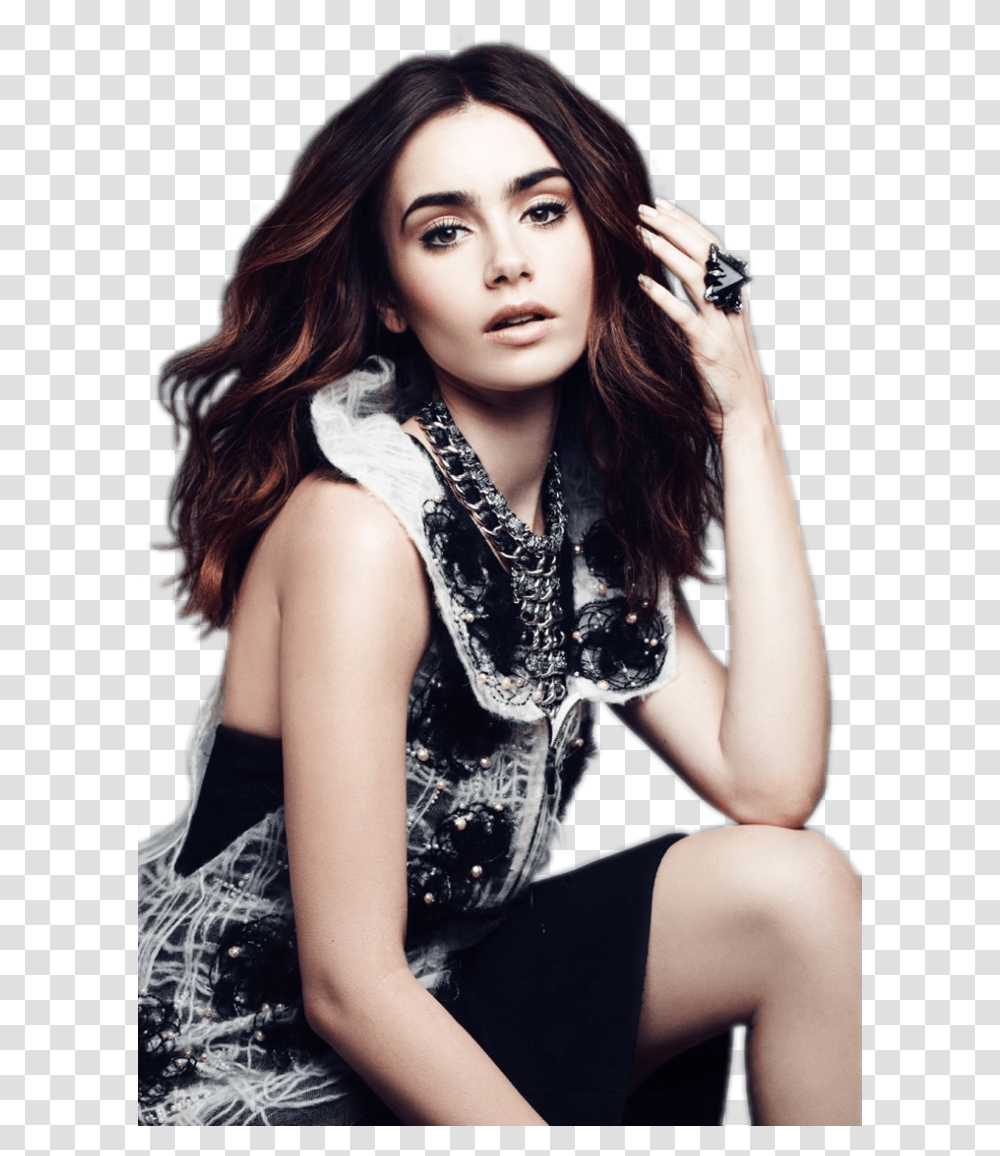 Thumb Image Lily Collins Transparents, Person, Female, Face Transparent Png