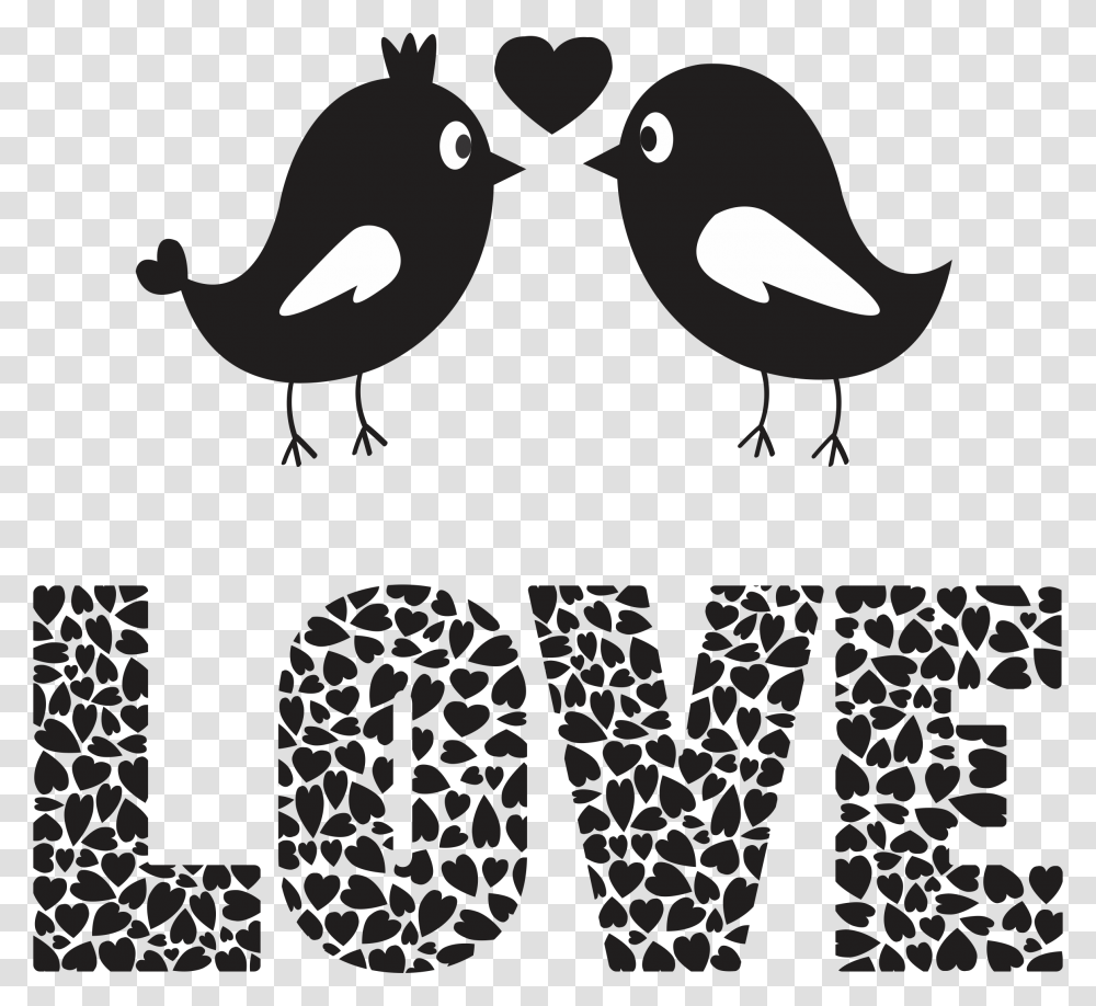 Thumb Image Love Birds Images Black And White, Stencil, Animal, Rug, Label Transparent Png