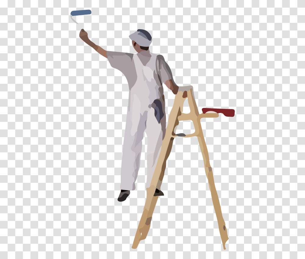 Thumb Image Man Painting On Ladder, Standing, Person, Building, Pants Transparent Png