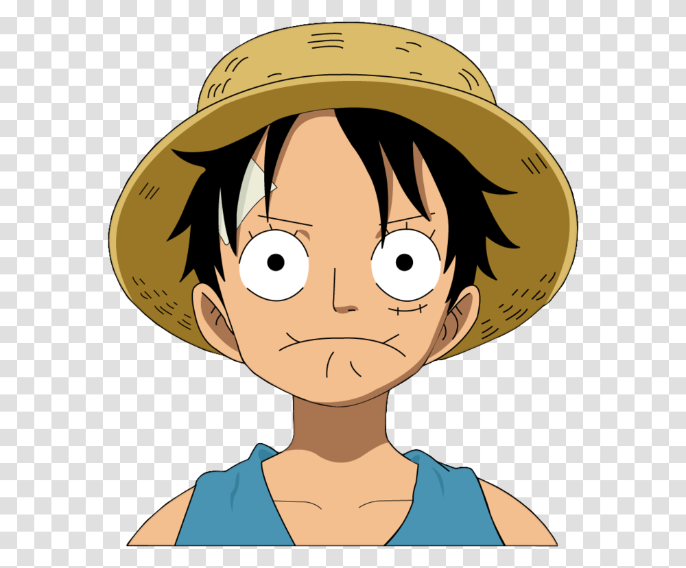 Thumb Image One Piece Luffy Face, Helmet, Person, Hat Transparent Png