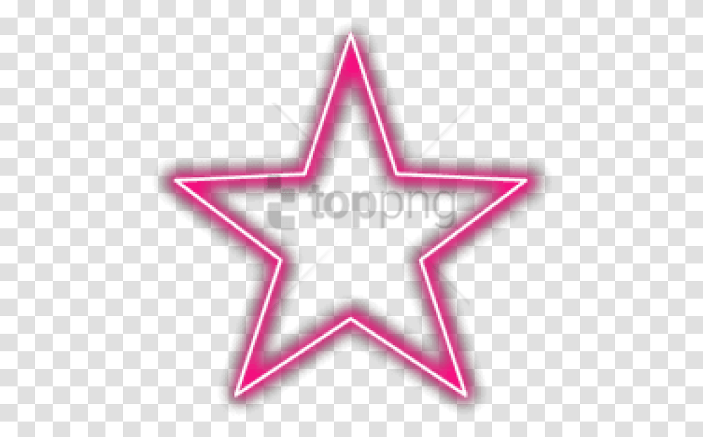 Thumb Image Outline Of Moon And Star, Star Symbol, Light, Cross, Neon Transparent Png