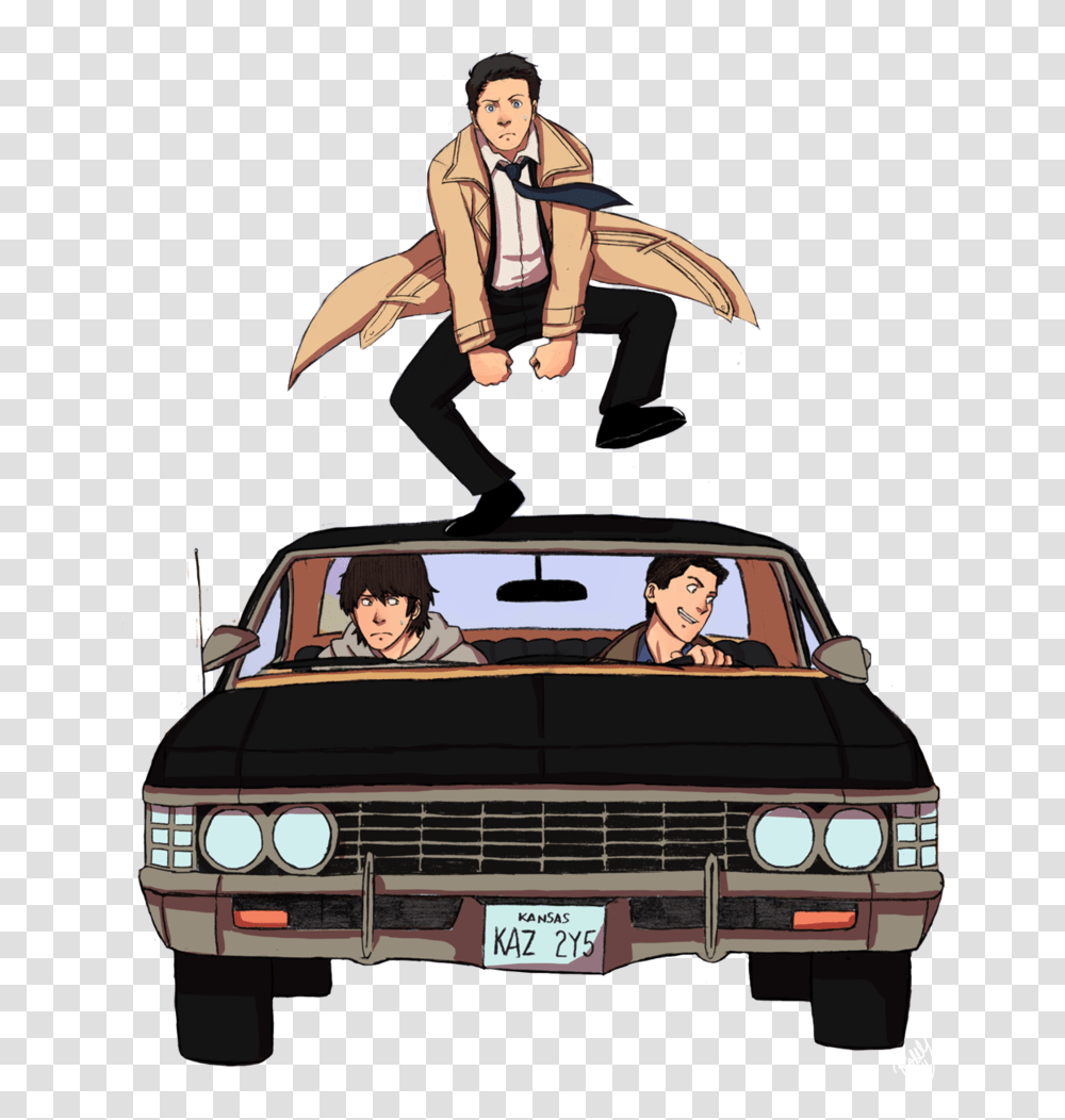 Thumb Image Supernatural And Scooby Doo On The Open Road Shirt, Person, Car, Vehicle, Transportation Transparent Png