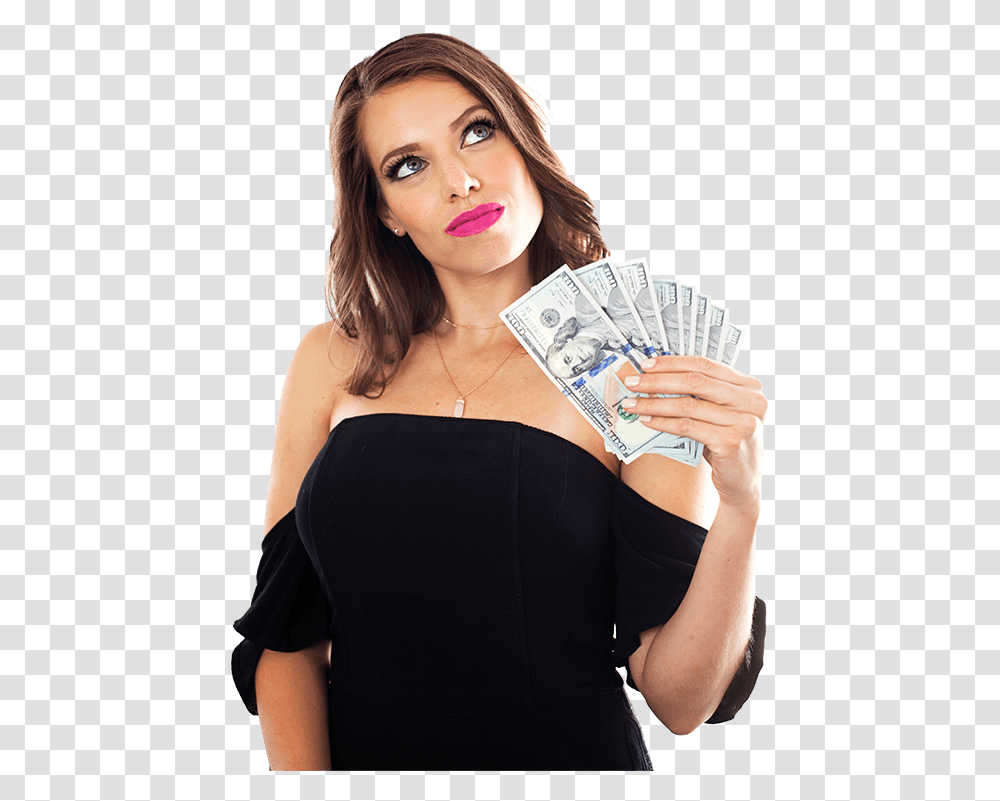 Thumb Image Woman Holding Money, Person, Human, Female, Hand Transparent Png