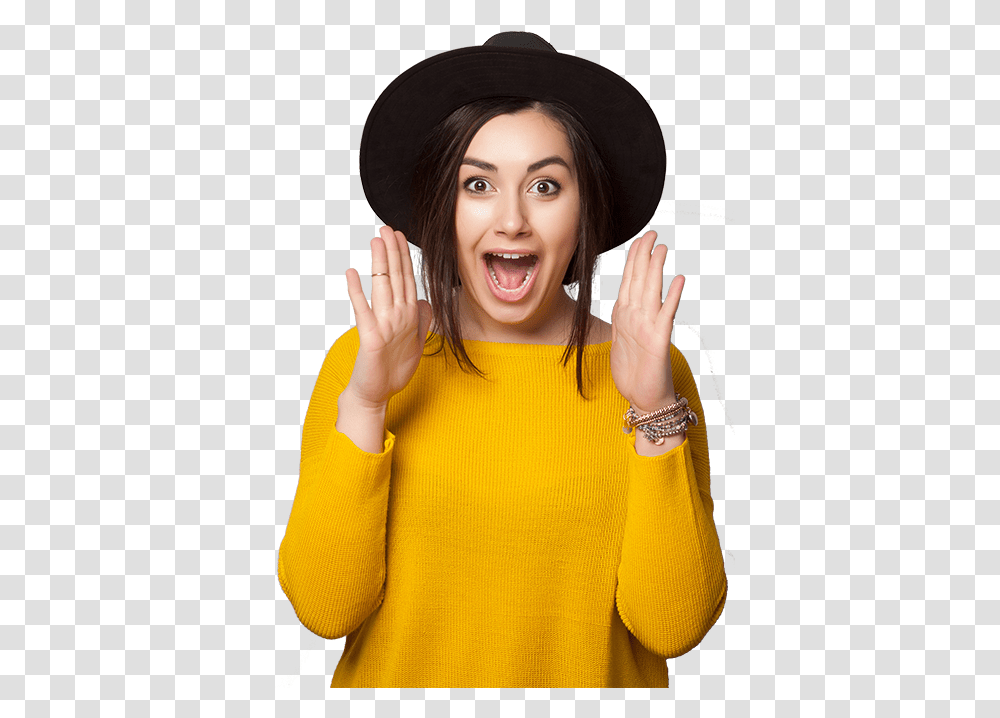 Thumb Image Wow Girl In, Face, Person, Female, Hat Transparent Png