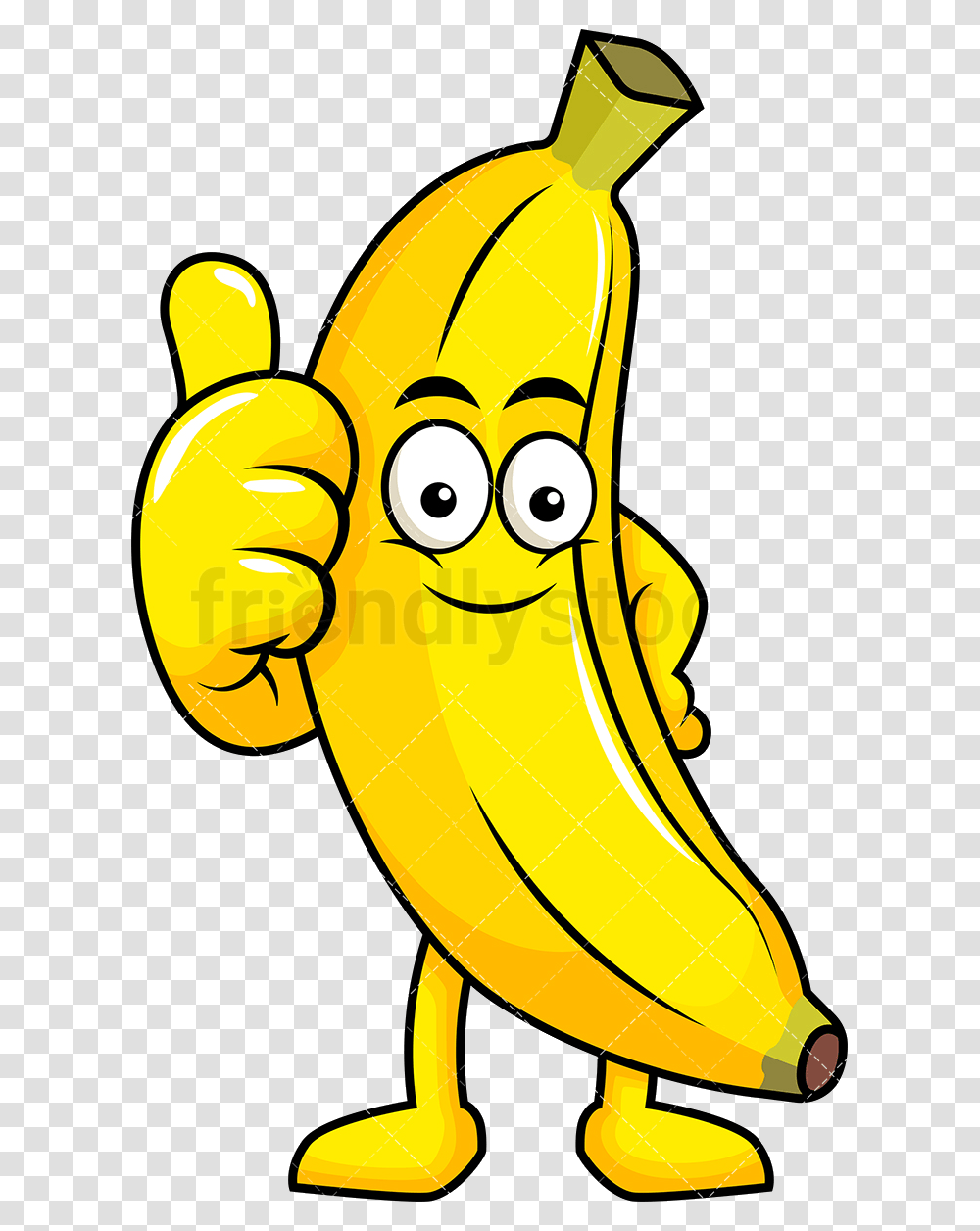 Thumbs Up Banana Mascot Making Gesture Vector Cartoon Clip Art Banana Cartoon, Plant Transparent Png