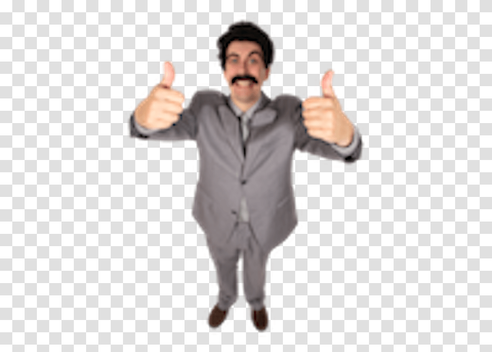 Thumbs Up Borat Borat, Person, Finger, Human Transparent Png