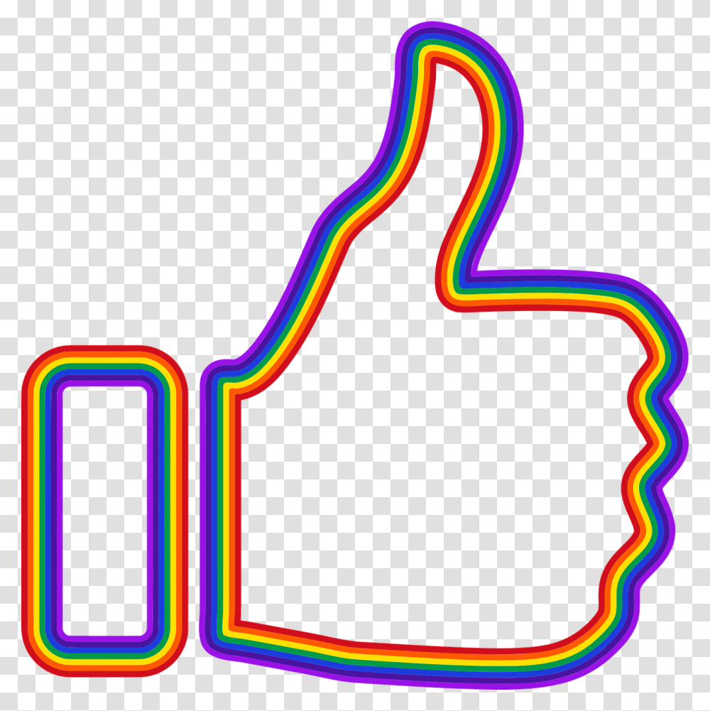 Thumbs Up Facebook Like Free Vector Graphic On Pixabay Rainbow Thumbs Up, Neon, Light Transparent Png