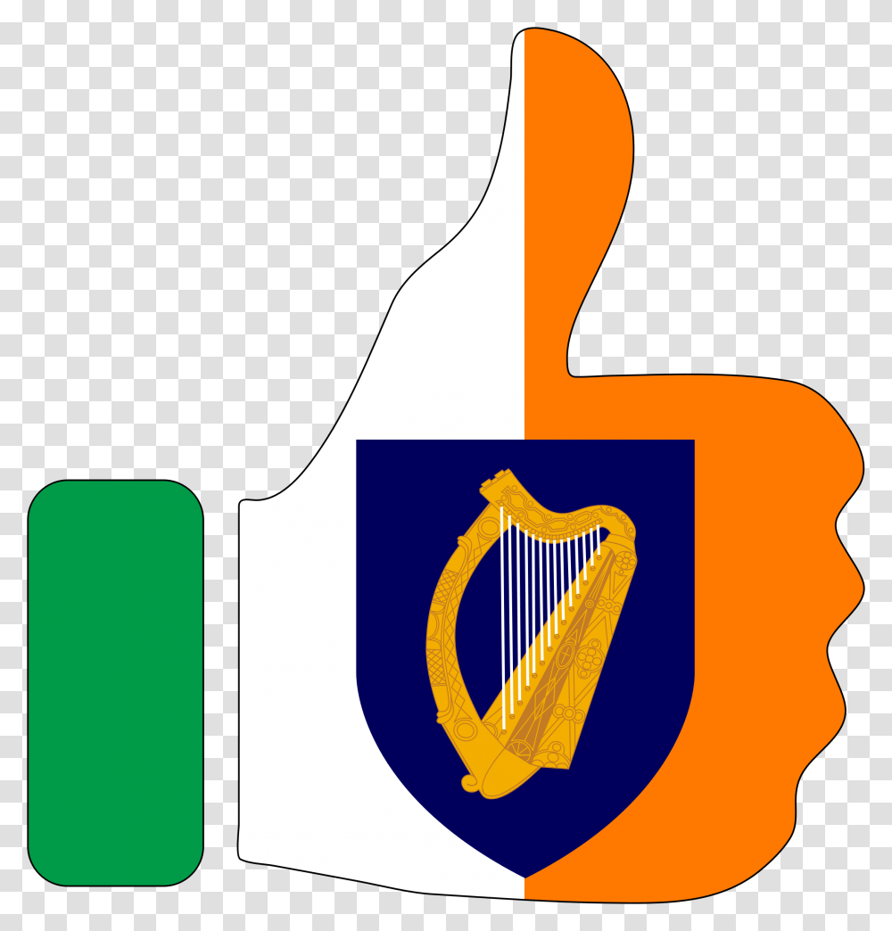 Thumbs Up Ireland With Stroke And Coat Of Arms Clip Prapor I Gerb Irlandii, Leisure Activities, Lyre, Harp, Musical Instrument Transparent Png
