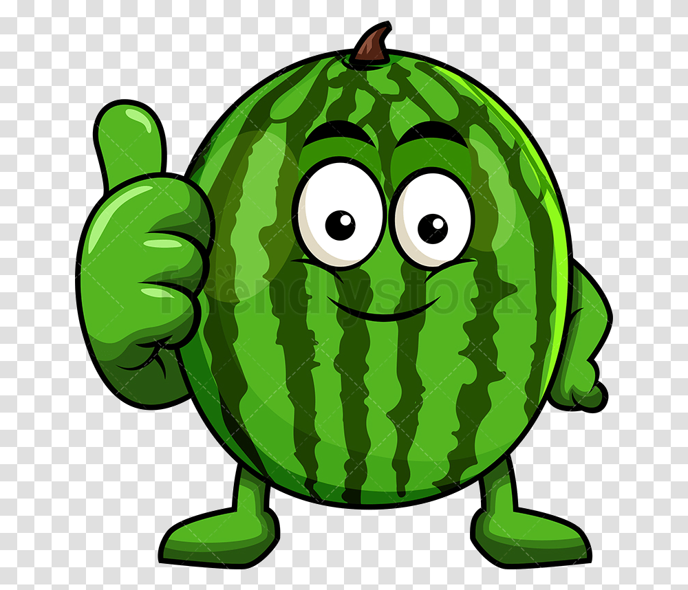 Thumbs Up Watermelon Mascot Making Gesture Vector Cartoon Cartoon Thumbs Up Clip Art, Plant, Fruit Transparent Png