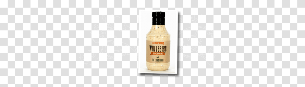Thunderbird Whitebird Sauce Glass Bottle, Label, Text, Cosmetics, Aftershave Transparent Png