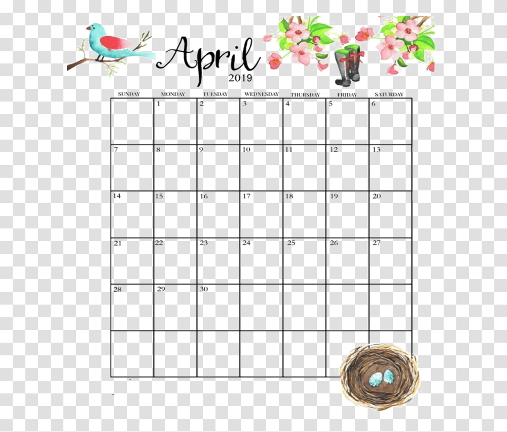 Thursday Calendar Clipart April 2019 Calendar Floral Transparent Png