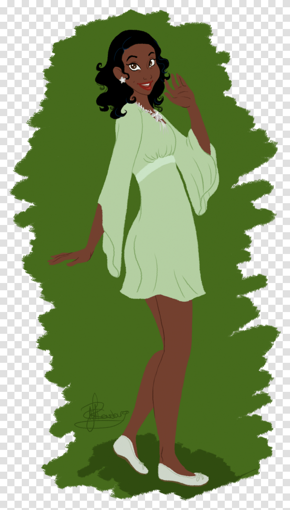 Tiana Tella In Sa Summer Fresh Illustration, Green, Person, Clothing, Sleeve Transparent Png