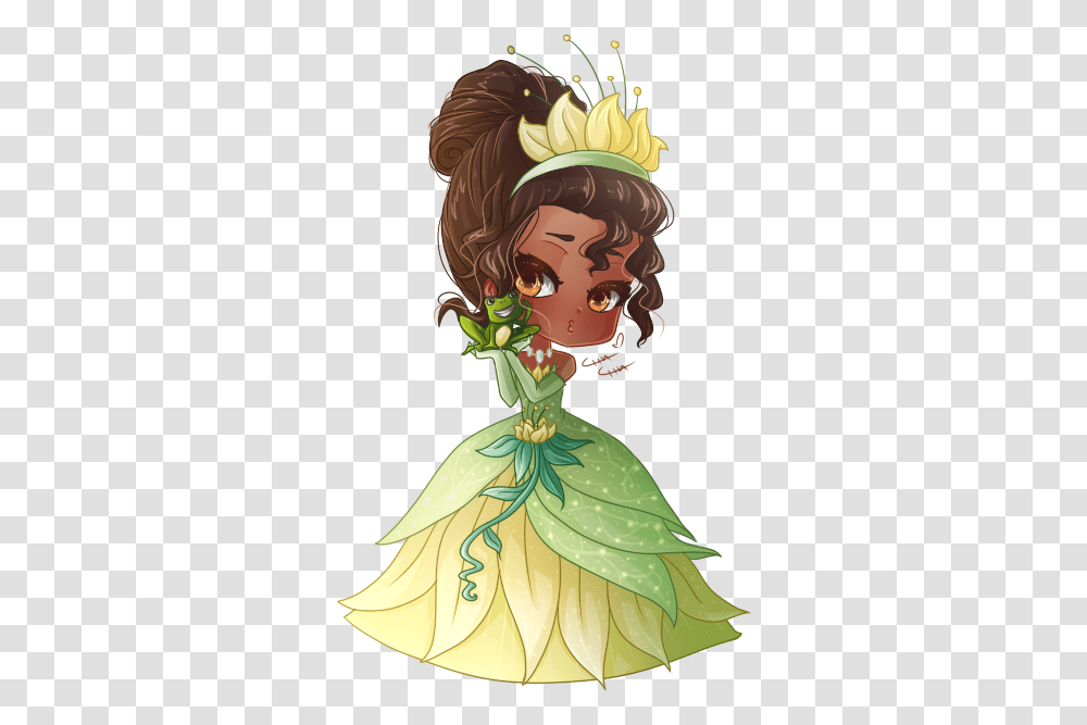 Tiana Tiana Chibi Disney Princess, Elf, Costume, Art, Floral Design Transparent Png