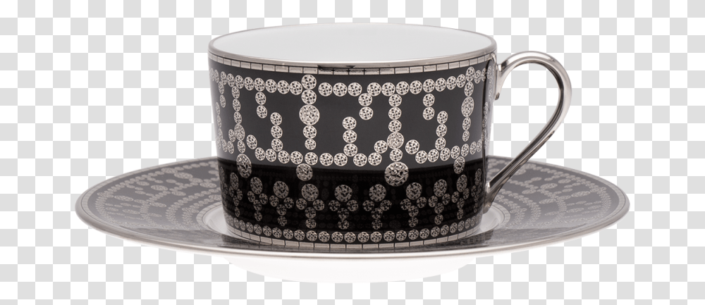 Tiara Tea Cup And Saucer Black Platinum Saucer, Porcelain, Art Transparent Png